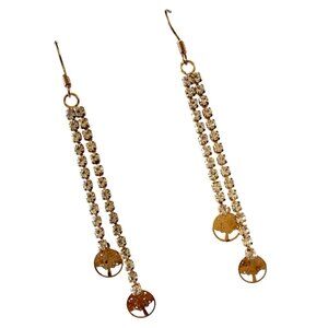 Gold Color Rhinestone Chain Tree of Life Drop Earrings Fashion Jewelry